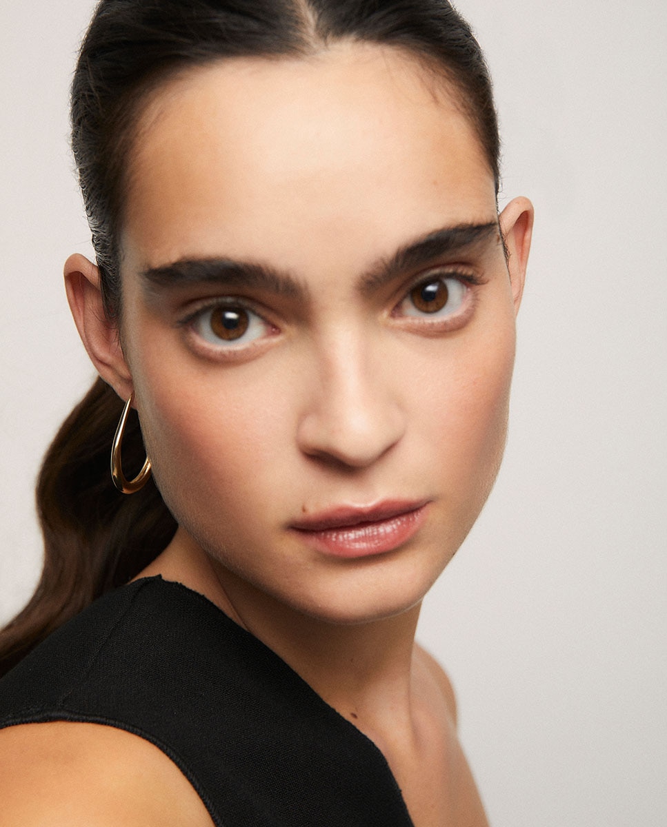 Pendiente grande patti baño de oro de 18kt Oro-3
