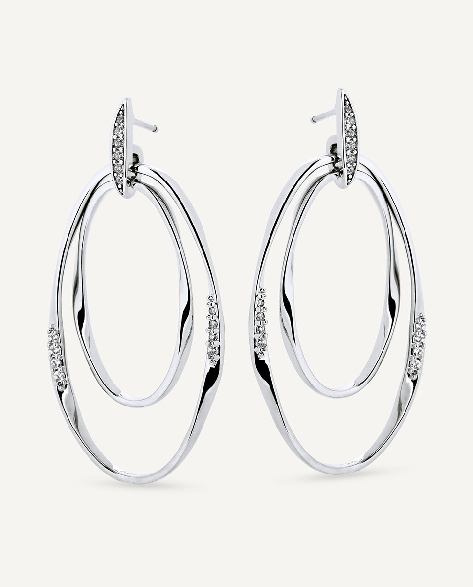 Pendientes largos flow bañados en plata de ley 925 con circonitas - Vidal & Vidal - Plateado Plateado-4