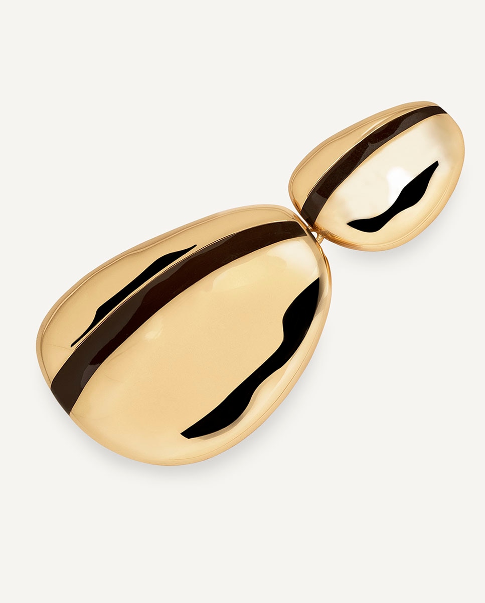 Pendientes grandes suspiro de maría g de jaime bañados en oro de 18 kt con esmalte marrón - Vidal & Vidal - Oro Oro-2