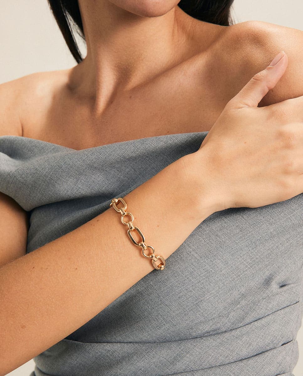 Pulsera Vicky bañada en oro 18 kt con eslabones Oro-2