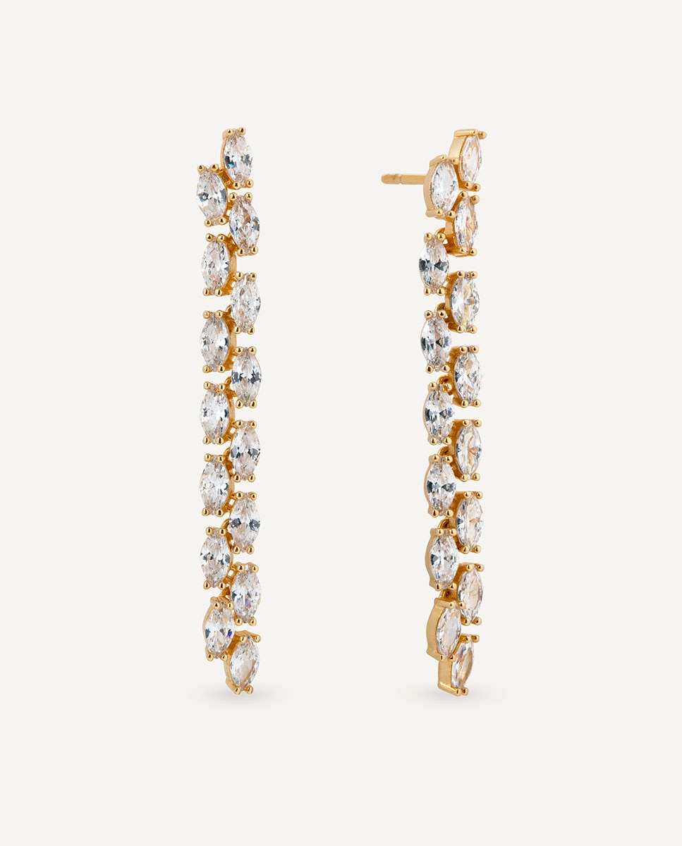 Pendientes largos lus de plata de ley 925 con baño en de 18 kt y circonitas - Vidal & Vidal - Oro Oro-1
