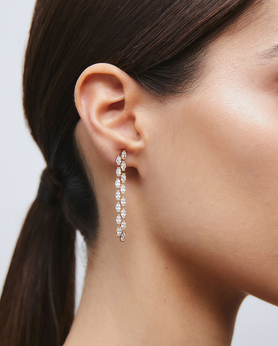 Pendientes largos lus de plata de ley 925 con baño en de 18 kt y circonitas - Vidal & Vidal - Oro Oro-2