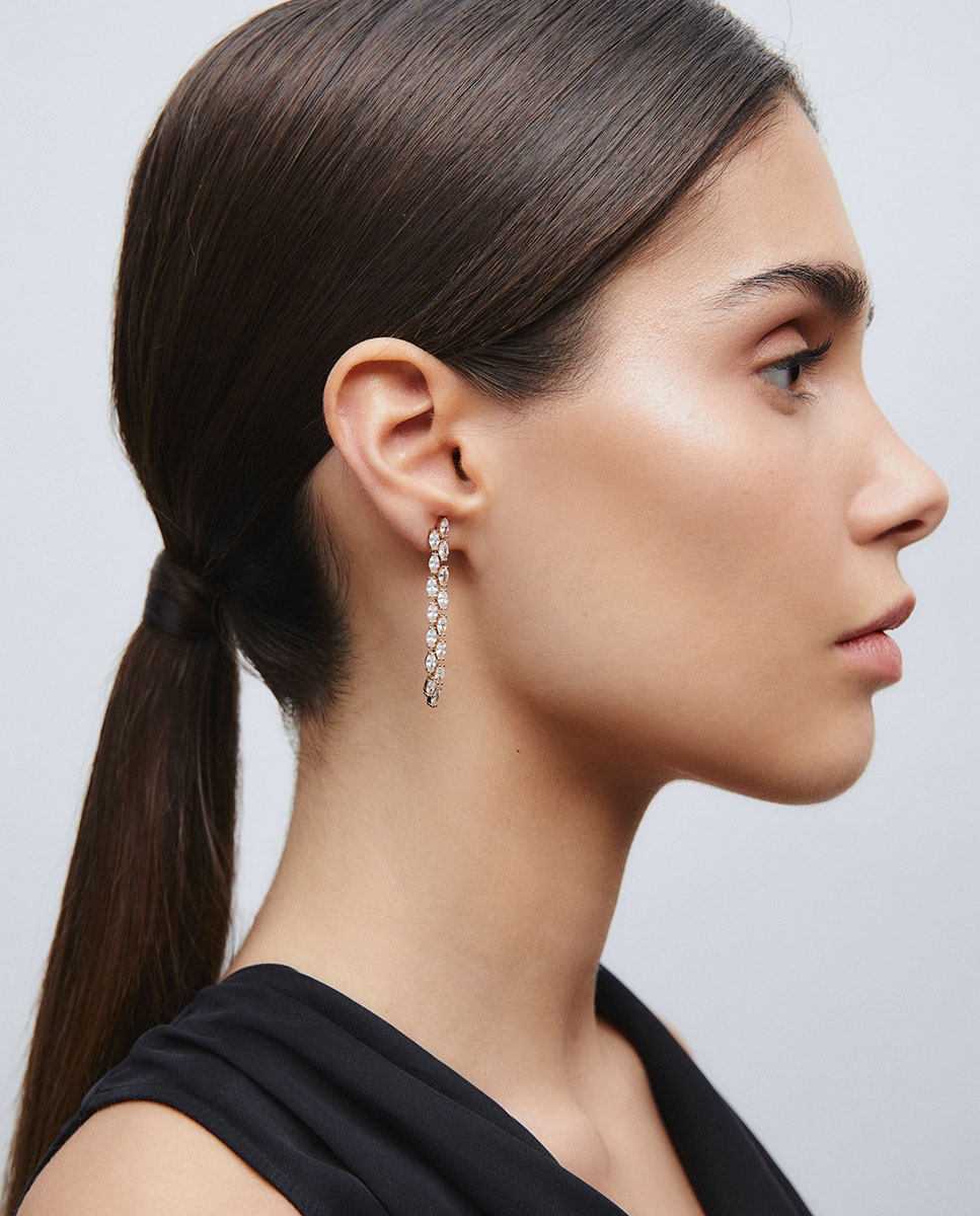 Pendientes largos lus de plata de ley 925 con baño en de 18 kt y circonitas - Vidal & Vidal - Oro Oro-3