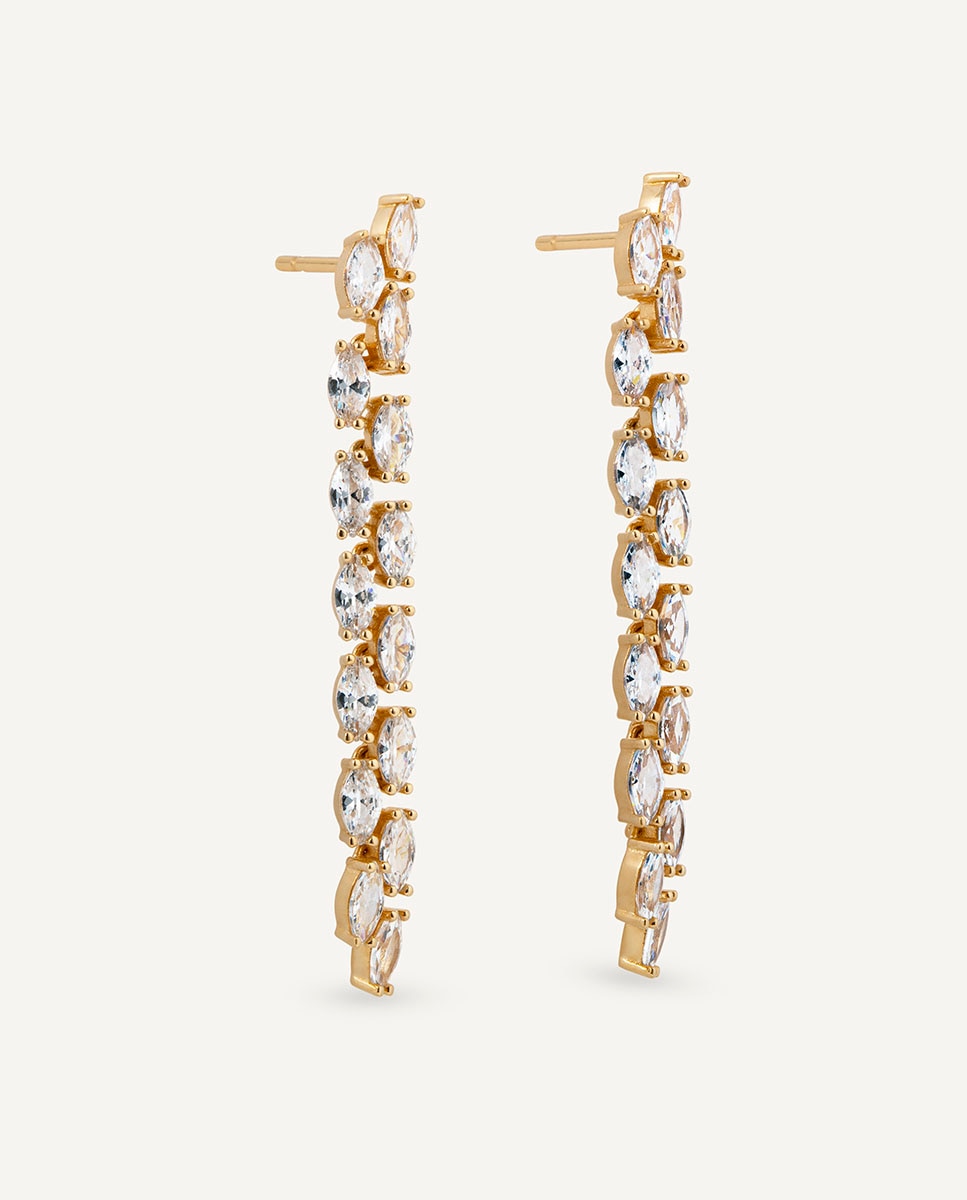 Pendientes largos lus de plata de ley 925 con baño en de 18 kt y circonitas - Vidal & Vidal - Oro Oro-4
