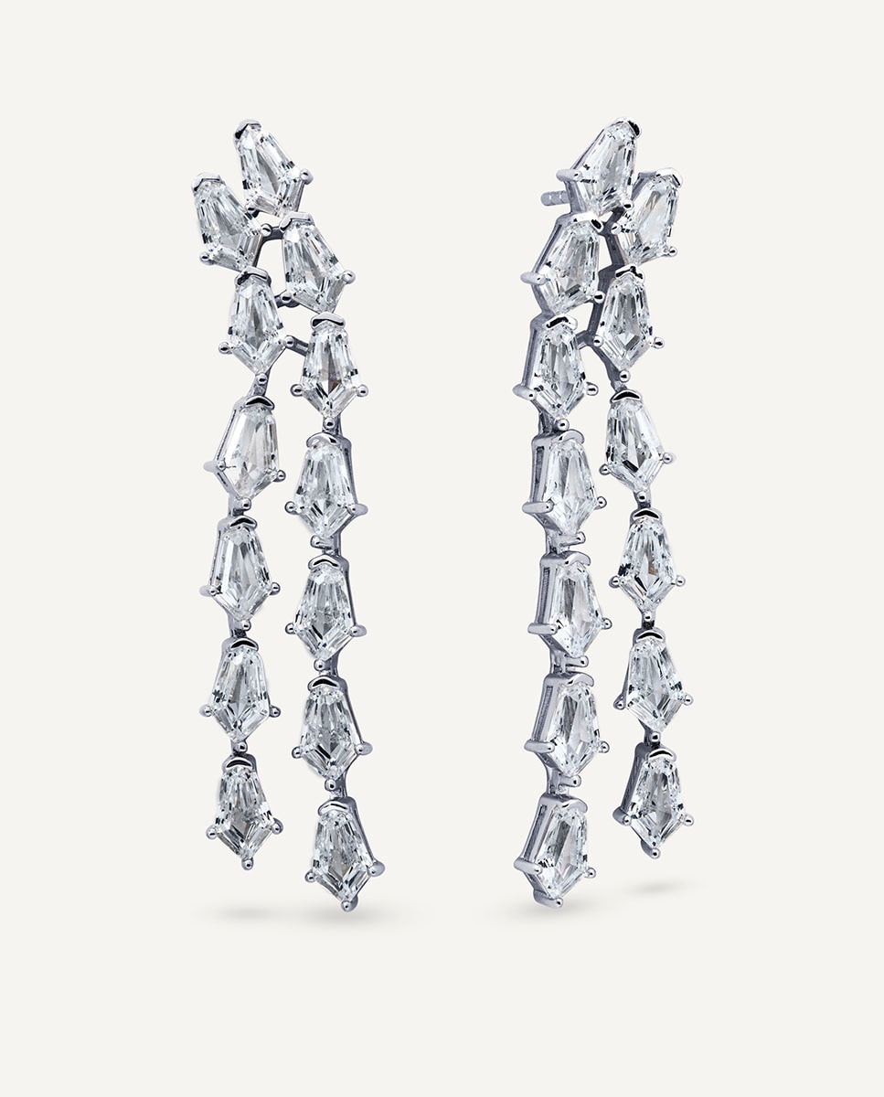 Pendientes largos luce de plata de ley 925 con baño en platino y circonitas - Vidal & Vidal - Plateado Plateado-1