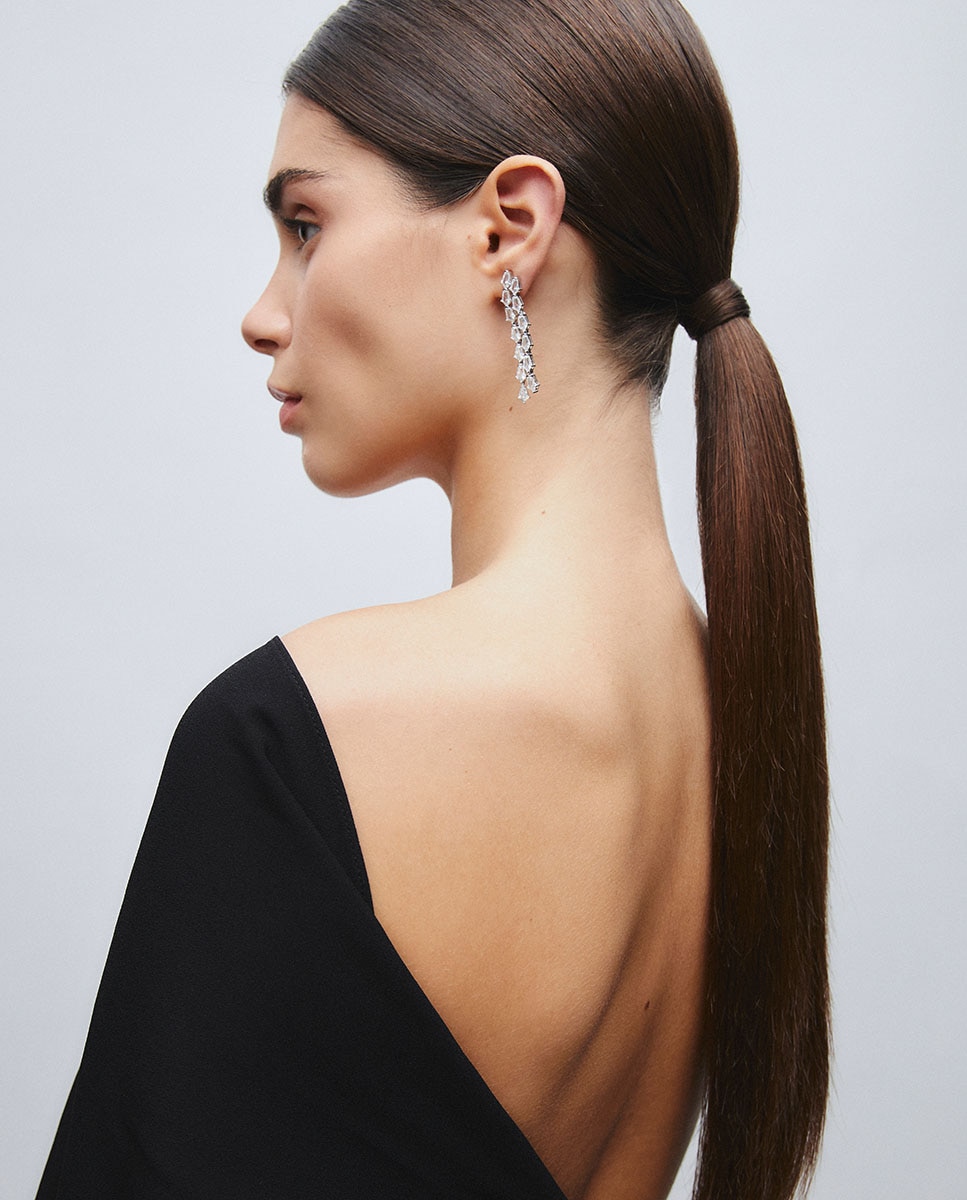 Pendientes largos luce de plata de ley 925 con baño en platino y circonitas - Vidal & Vidal - Plateado Plateado-3