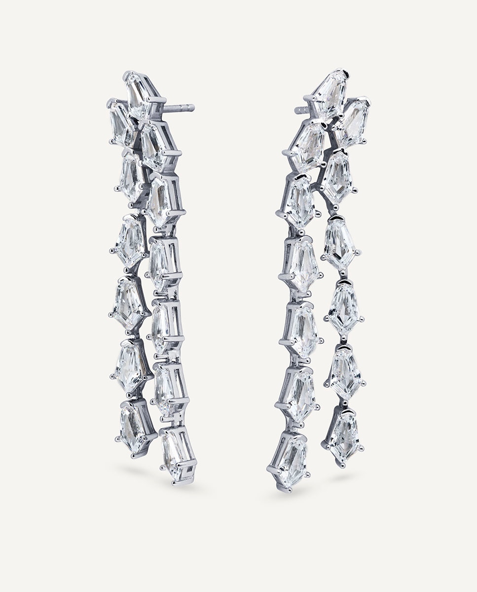 Pendientes largos luce de plata de ley 925 con baño en platino y circonitas - Vidal & Vidal - Plateado Plateado-4