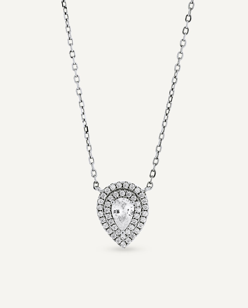 Collar éclat de plata de ley 925 con baño en platino y circonitas - Vidal & Vidal - Plateado Plateado-1