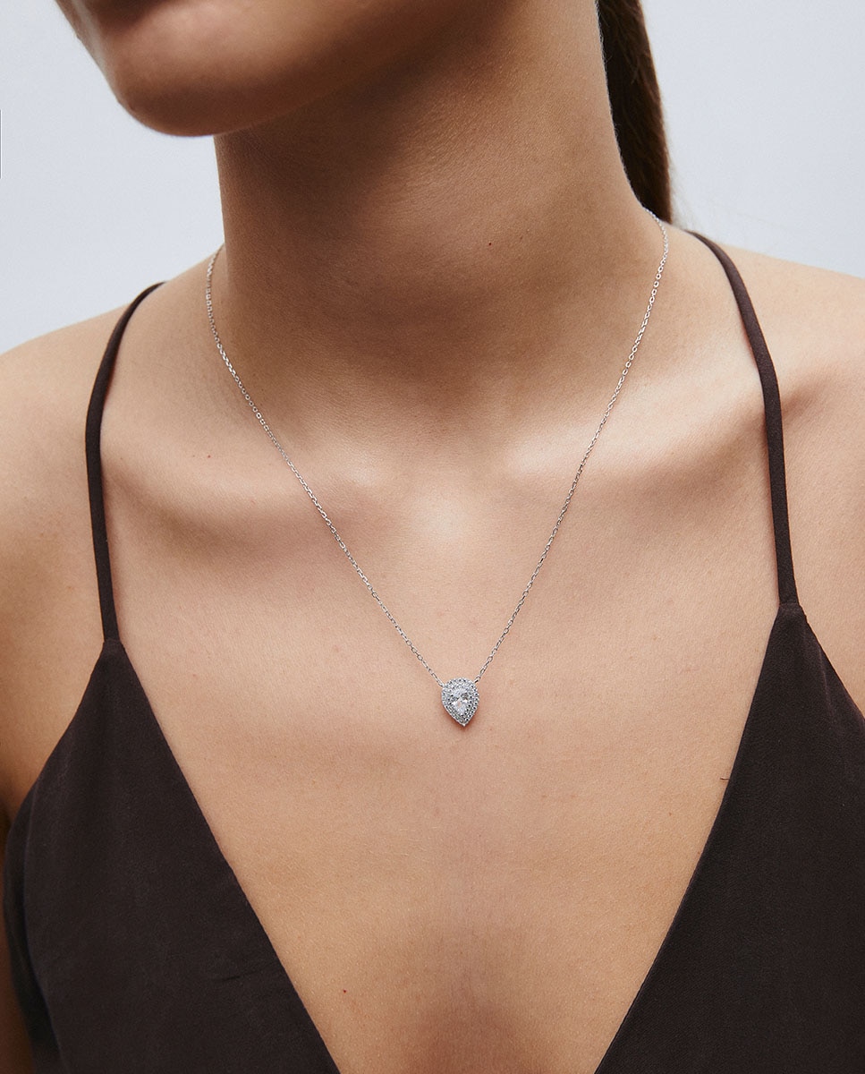 Collar éclat de plata de ley 925 con baño en platino y circonitas - Vidal & Vidal - Plateado Plateado-2