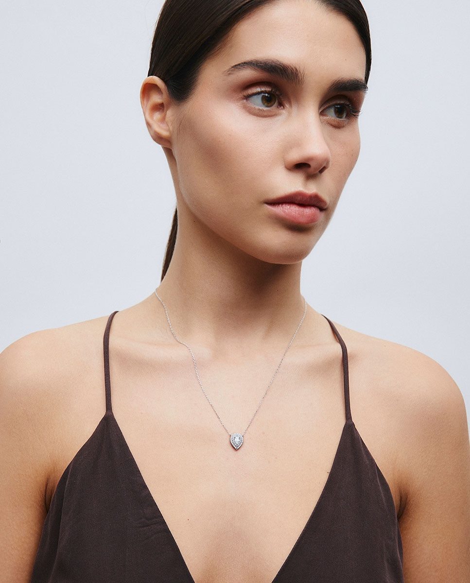 Collar éclat de plata de ley 925 con baño en platino y circonitas - Vidal & Vidal - Plateado Plateado-3