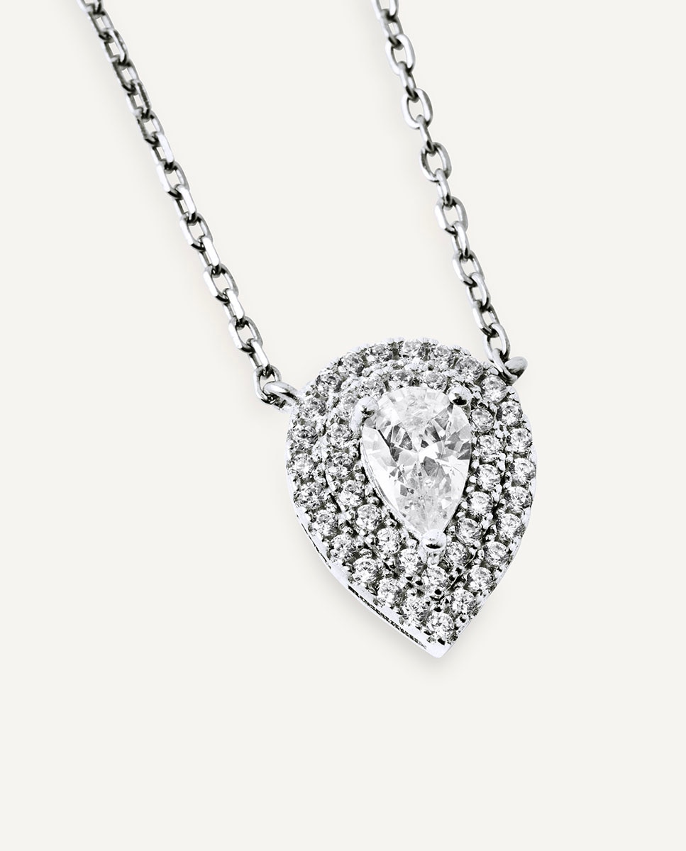 Collar éclat de plata de ley 925 con baño en platino y circonitas - Vidal & Vidal - Plateado Plateado-4