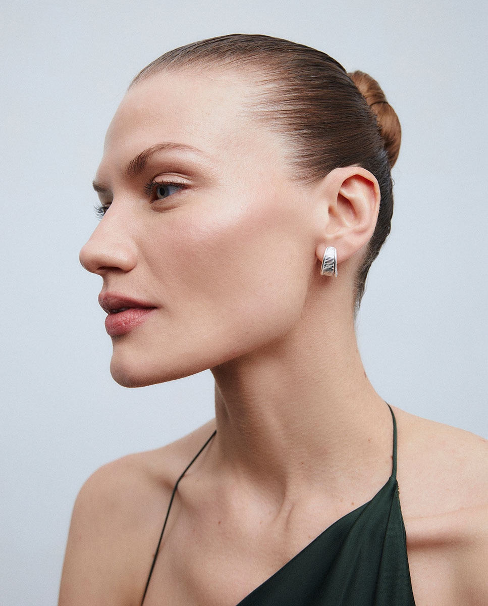 Pendientes aros horizonte bañados en plata de ley 925 Plata Vidal & Vidal Plata-3