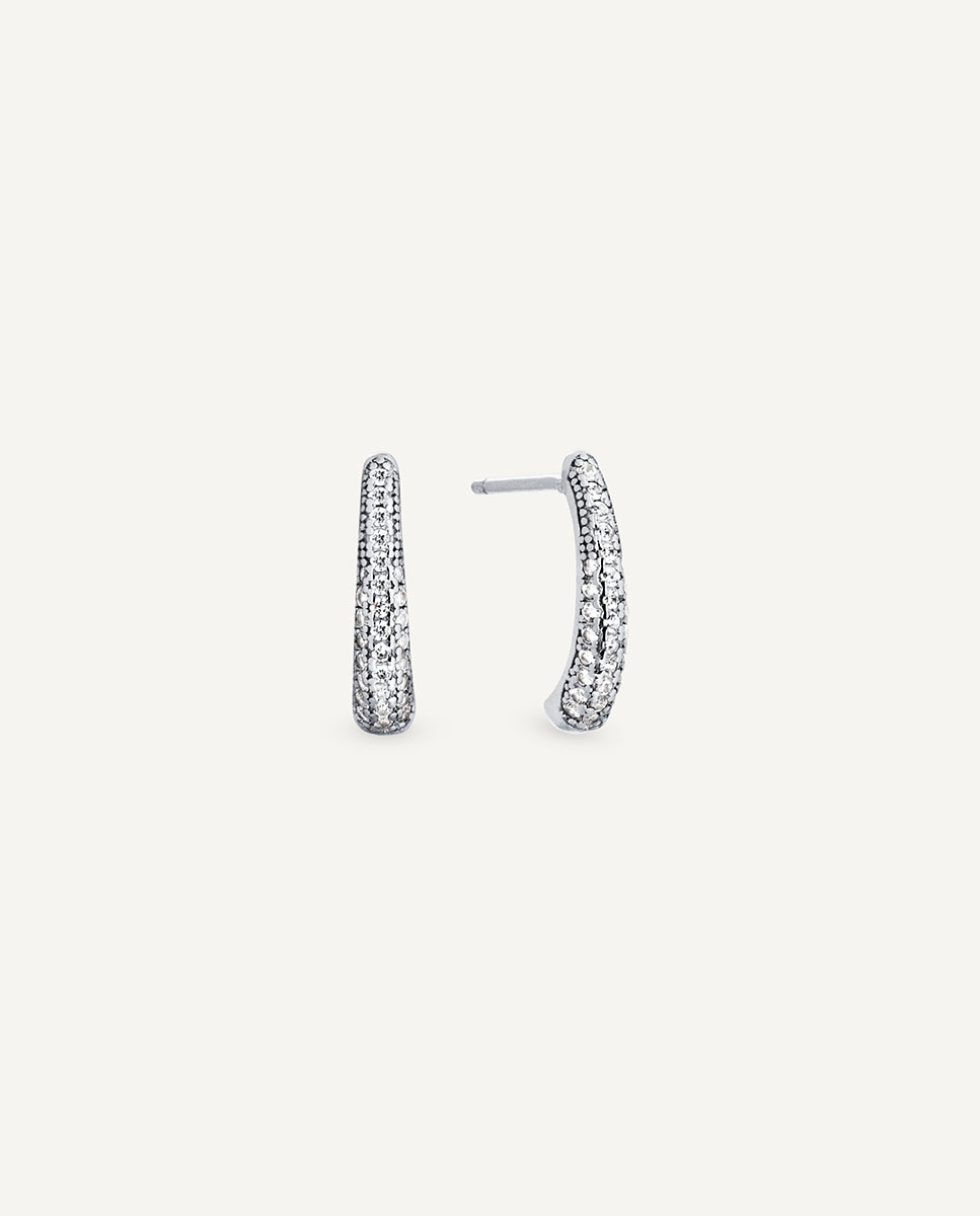 Pendientes semiluna aria de plata de ley 925 con circonitas - Vidal & Vidal - Plateado Plateado-1