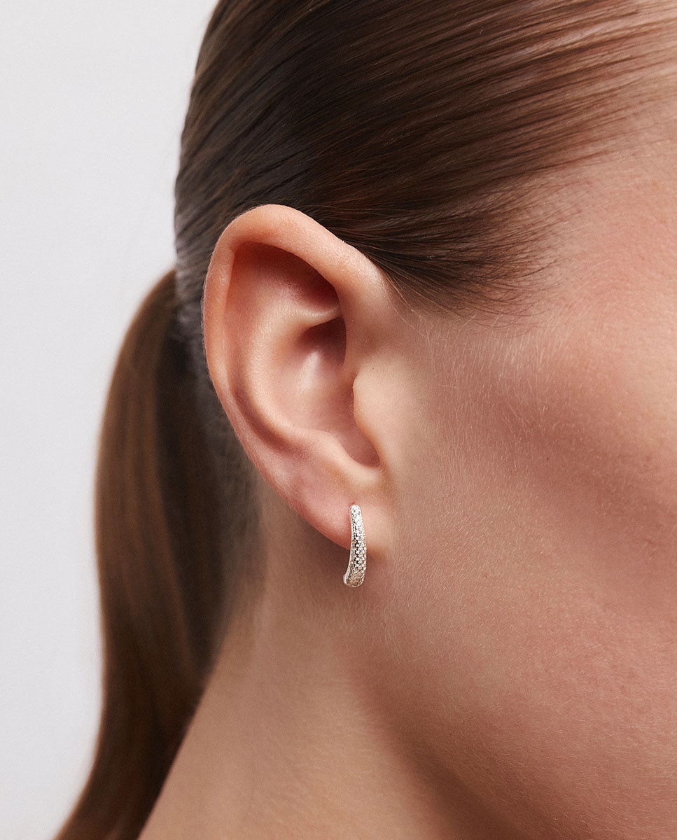 Pendientes semiluna aria de plata de ley 925 con circonitas - Vidal & Vidal - Plateado Plateado-2