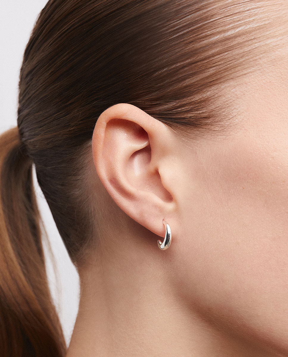 Pendientes semiluna cloe de plata de ley 925 - Vidal & Vidal - Plateado Plateado-2