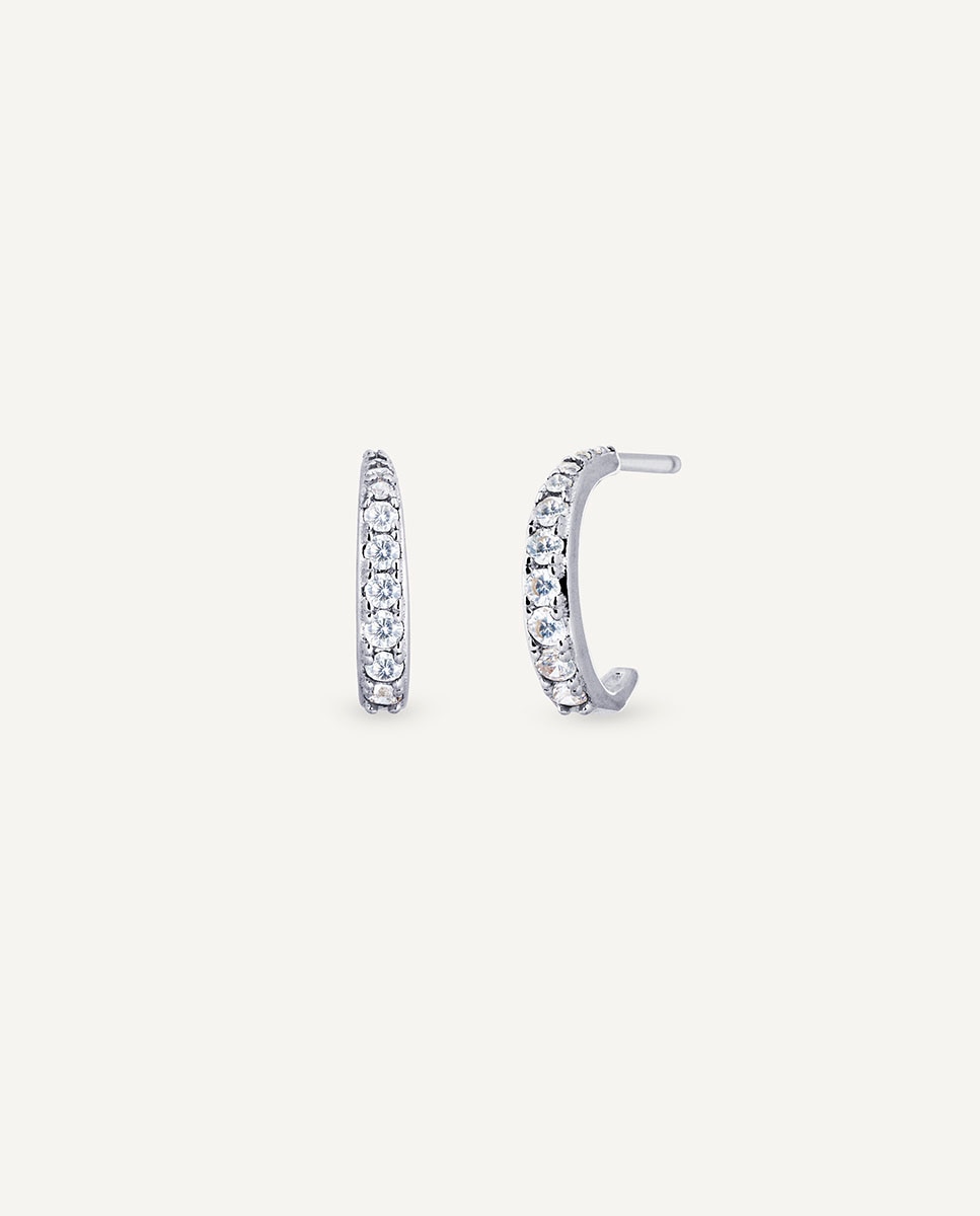 Imagen 1 de Pendientes semiluna ilenia de plata de ley 925 con circonitas - Vidal & Vidal - Plateado Plateado