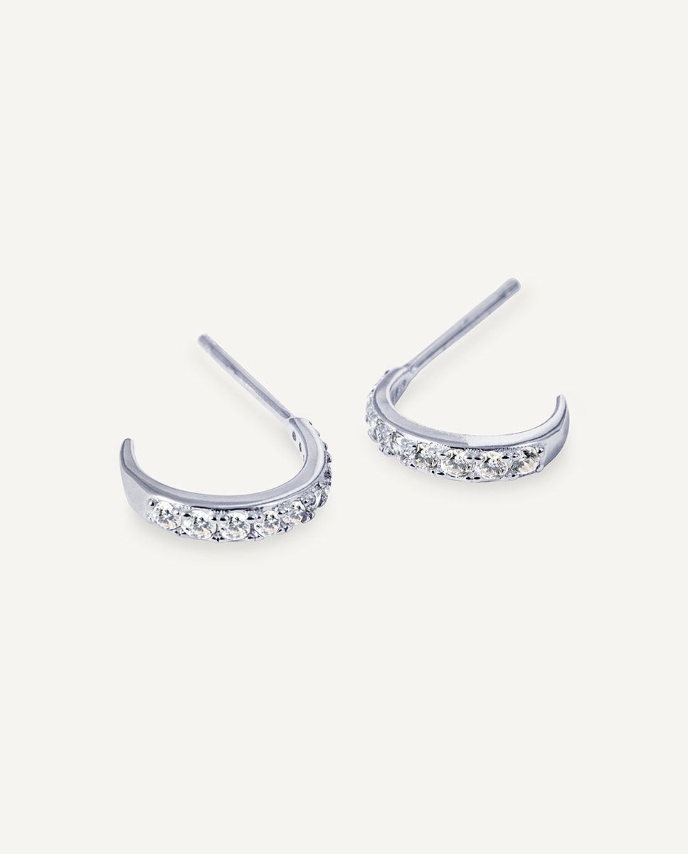 Imagen 4 de Pendientes semiluna ilenia de plata de ley 925 con circonitas - Vidal & Vidal - Plateado Plateado