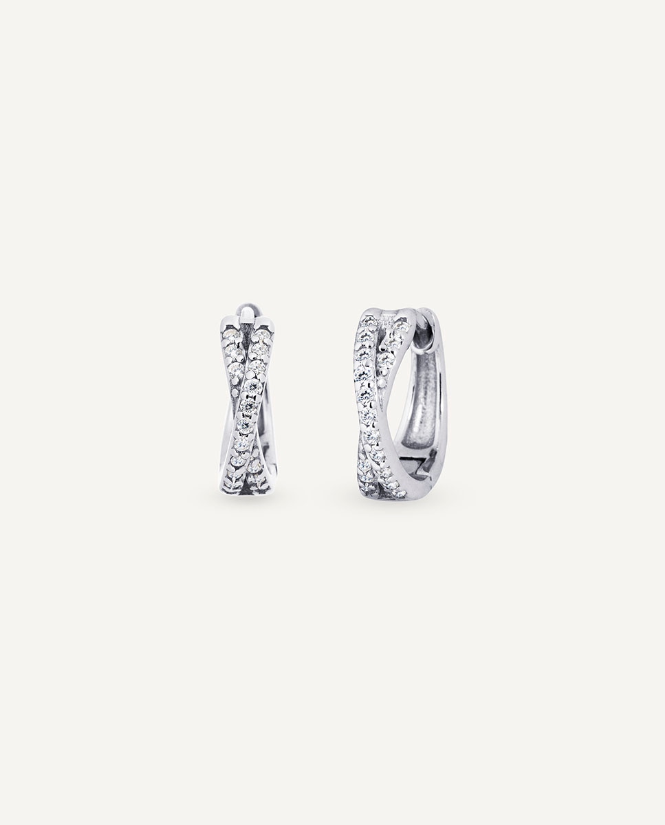 Pendientes de aro adara de plata de ley 925 con circonitas - Vidal & Vidal - Plateado Plateado-1