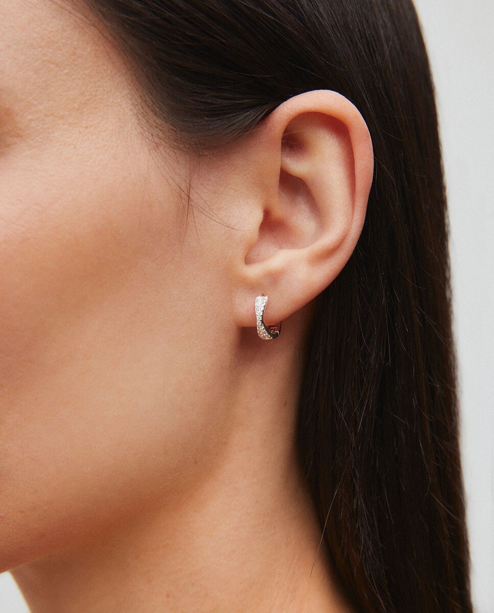 Pendientes de aro adara de plata de ley 925 con circonitas - Vidal & Vidal - Plateado Plateado-2