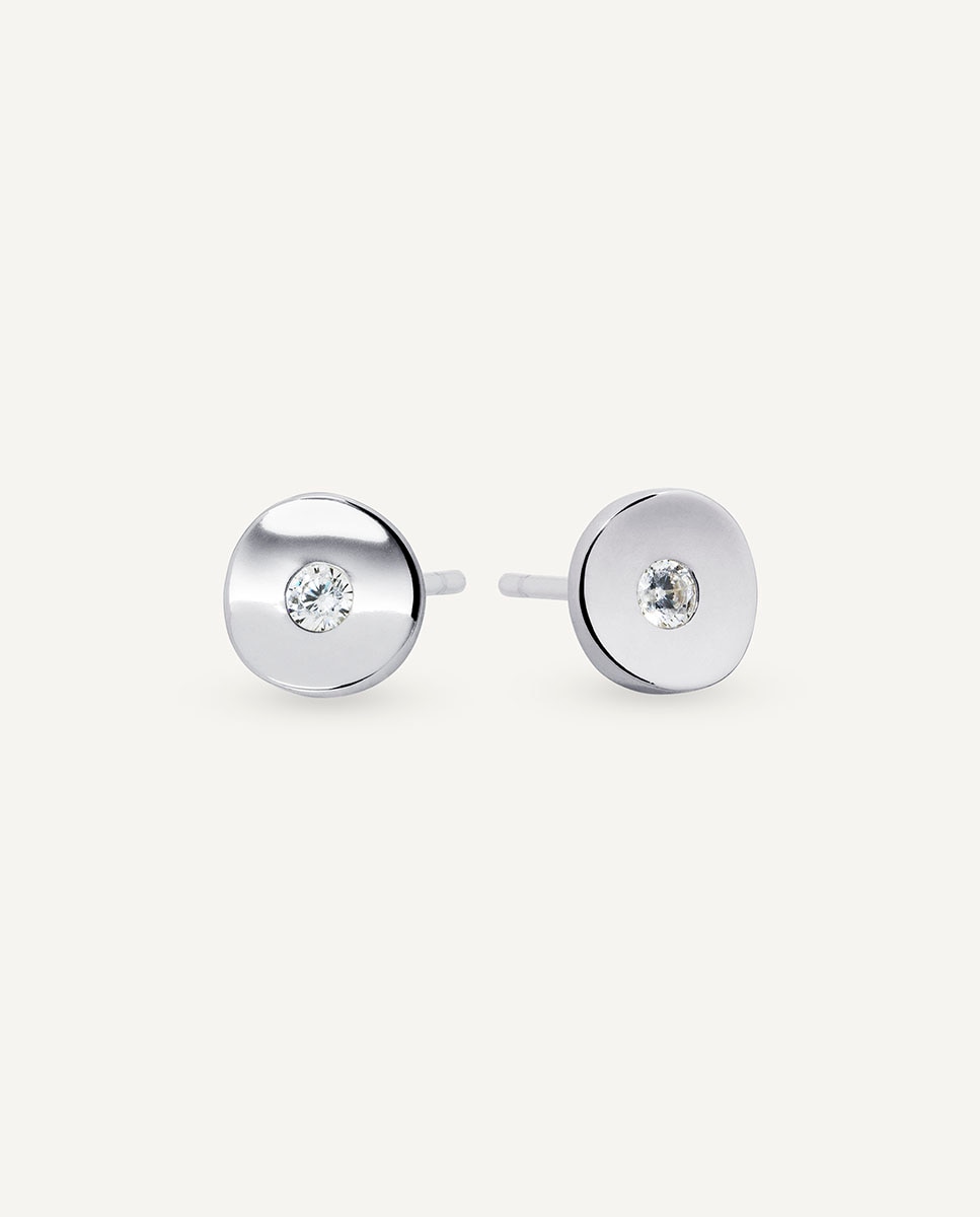Pendientes botón lluís de plata de ley 925 con circonitas - Vidal & Vidal - Plateado Plateado-1