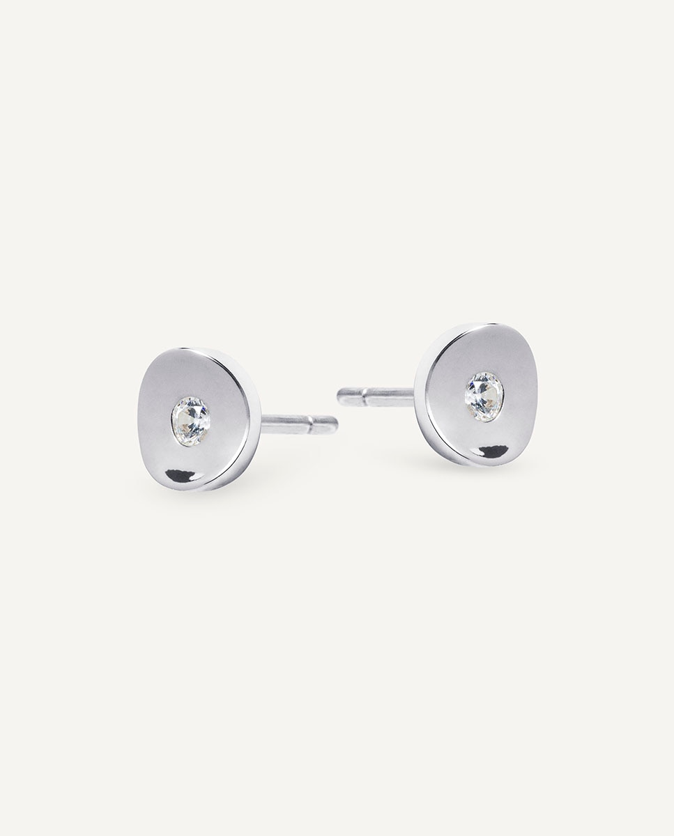 Pendientes botón lluís de plata de ley 925 con circonitas - Vidal & Vidal - Plateado Plateado-4