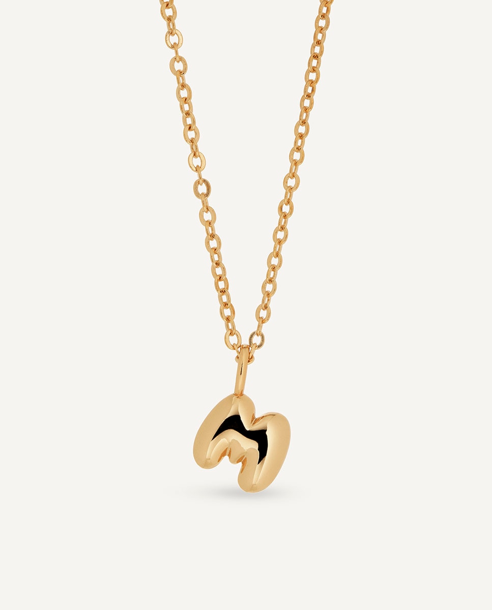 Imagen 0 de Colgante con letra m bañado en oro de 18 kt elemental liso Oro