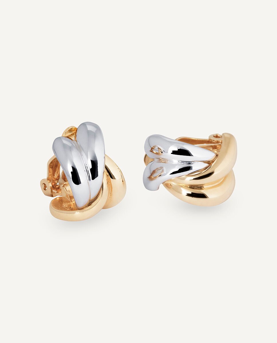 Pendientes gruesos bow bañados en oro de 18 kt - Vidal & Vidal - Dorado Dorado-4