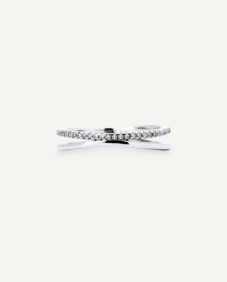 Imagen 4 de Anillo entrelazado dúo twin de plata de ley 925 con circonitas - Vidal & Vidal - Plata Plata