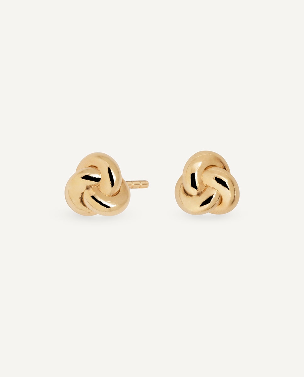 Pendientes botón trenza de plata de ley 925 con baño en 18 kt - Vidal & Vidal - Oro Oro-1