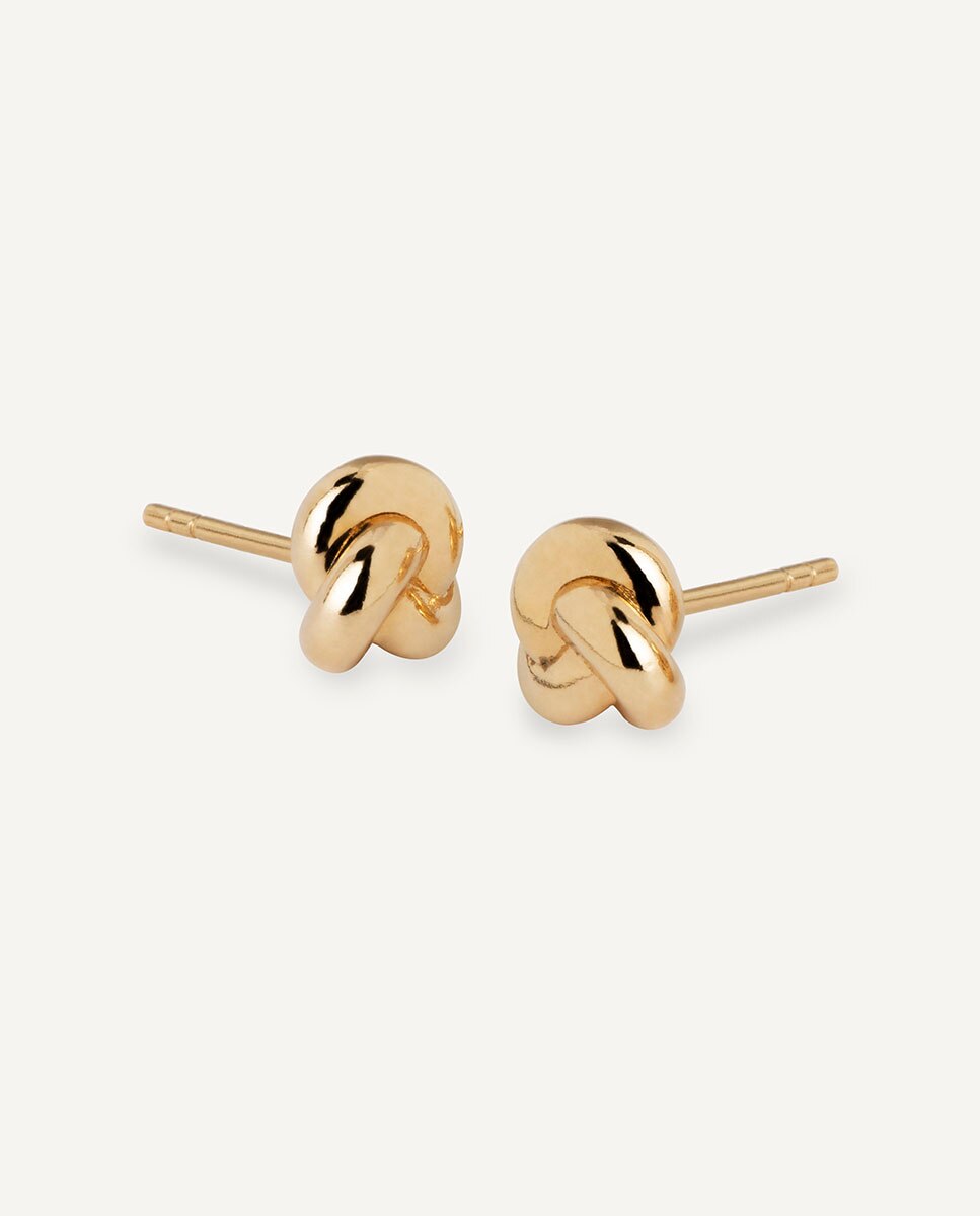 Pendientes botón trenza de plata de ley 925 con baño en 18 kt - Vidal & Vidal - Oro Oro-4