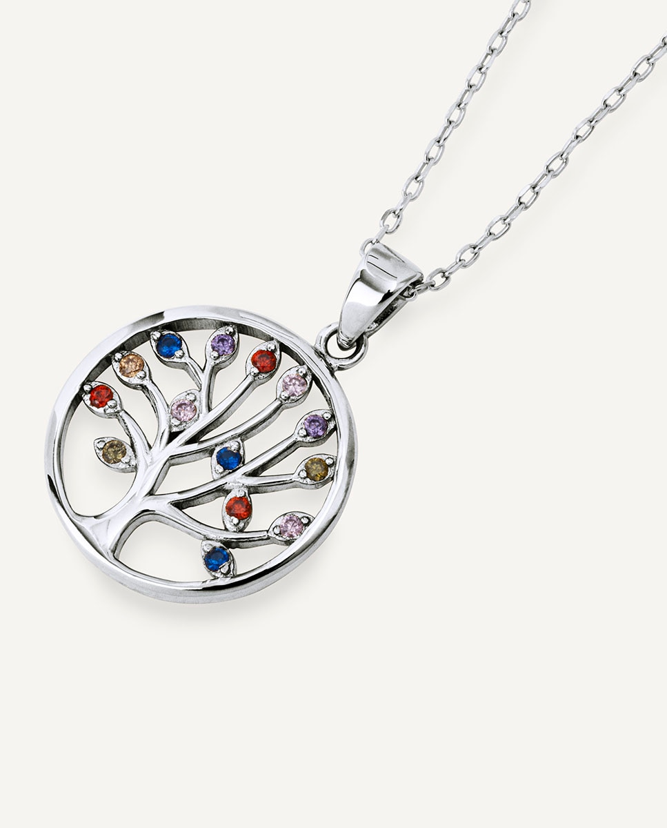 Colgante árbol de la vida de plata de ley 925 con circonitas multicolores - Vidal & Vidal - Multicolor Multicolor-4