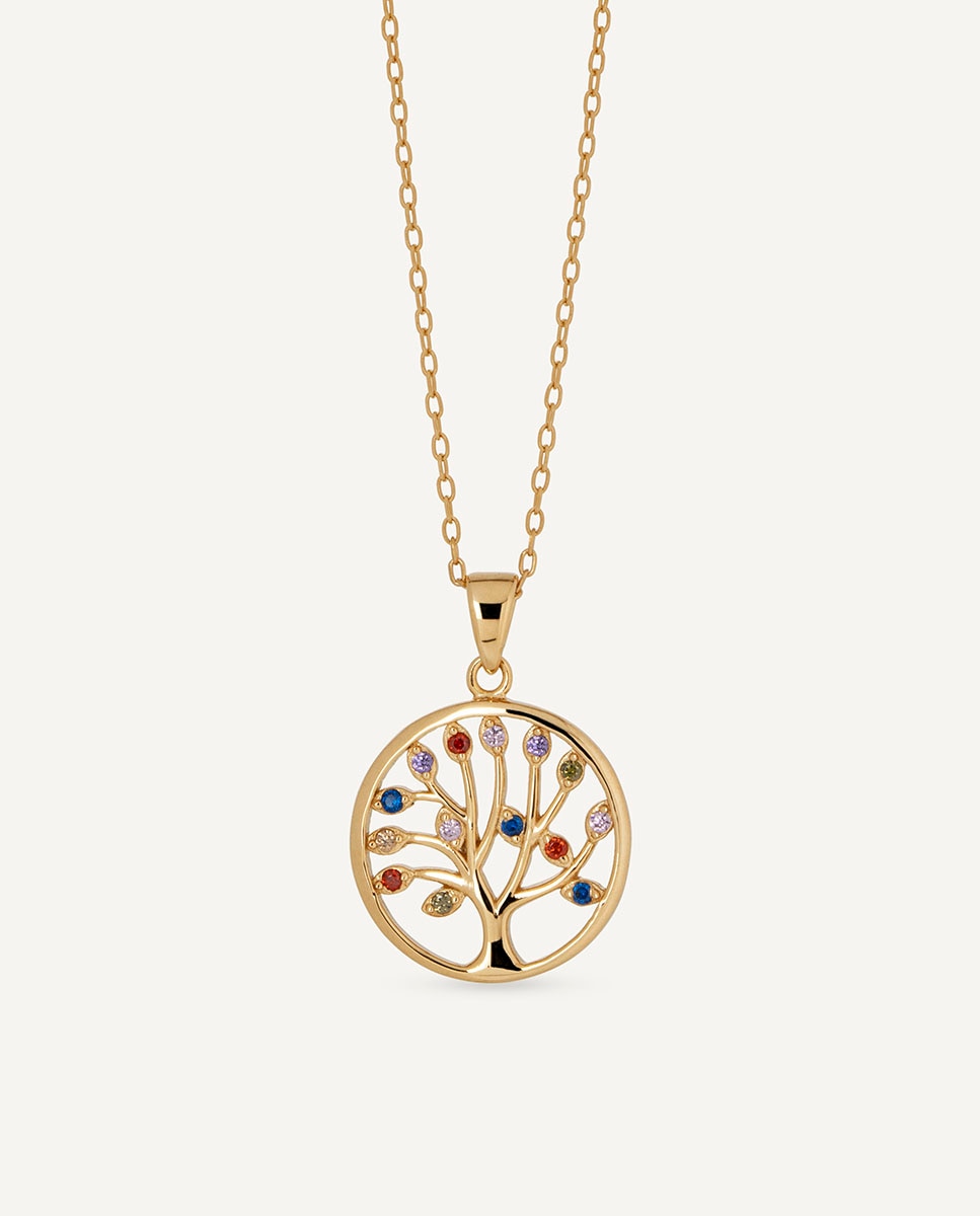 Colgante árbol de la vida de plata de ley 925 con baño en oro 18 kt y circonitas multicolores - Vidal & Vidal - Multicolor Multicolor-1