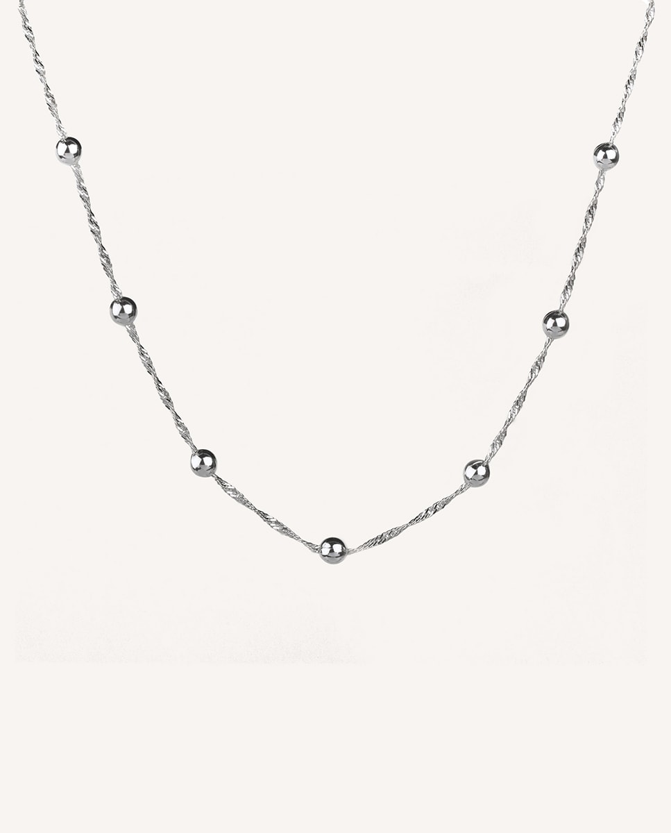 Collar con bolas brillantes intercaladas Plata-1