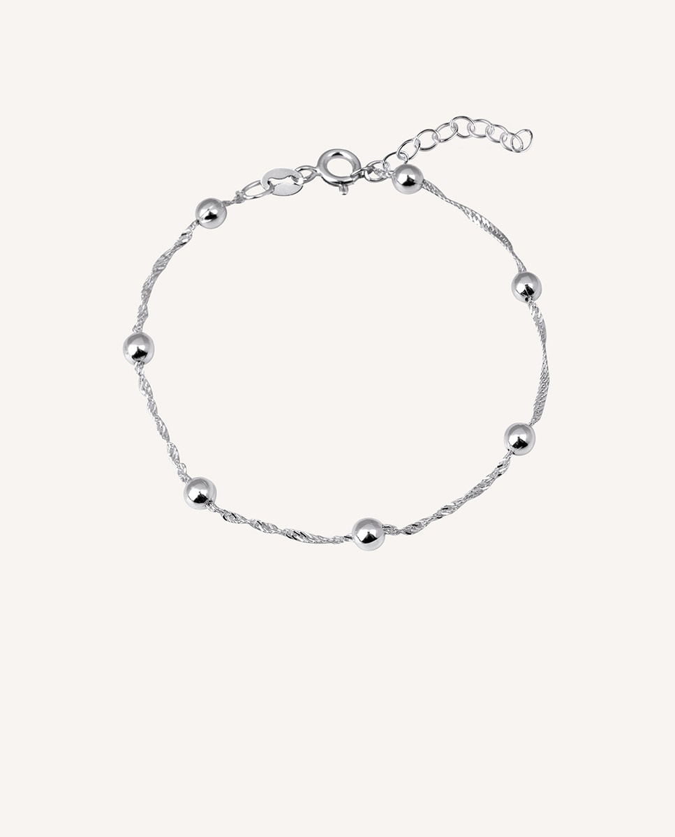 Pulsera Essentials con bolas brillantes intercaladas Plata-1