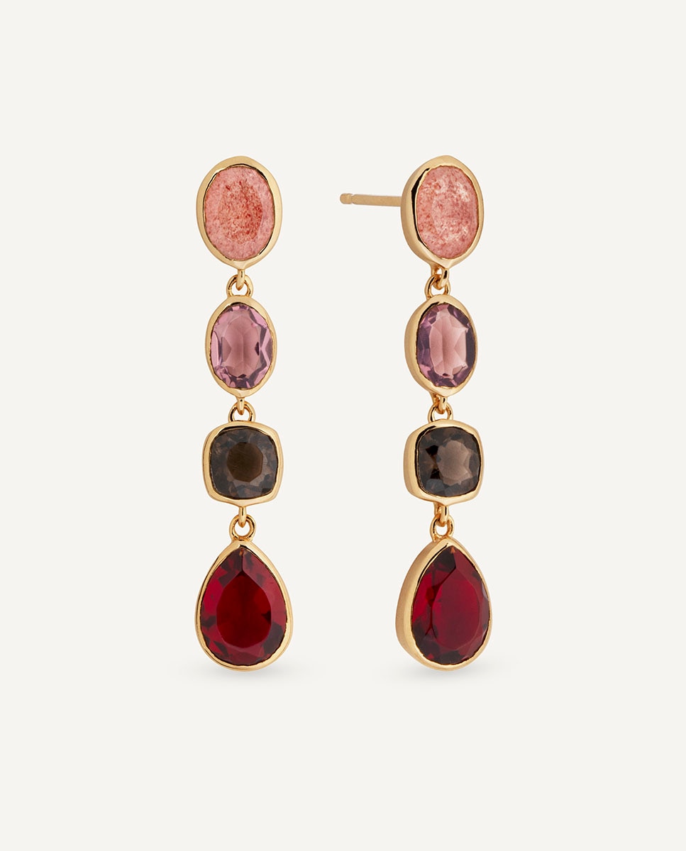 Pendientes largos rougea bañados en oro de 18 kt con piedras naturales - Vidal & Vidal - Multicolor Multicolor-1