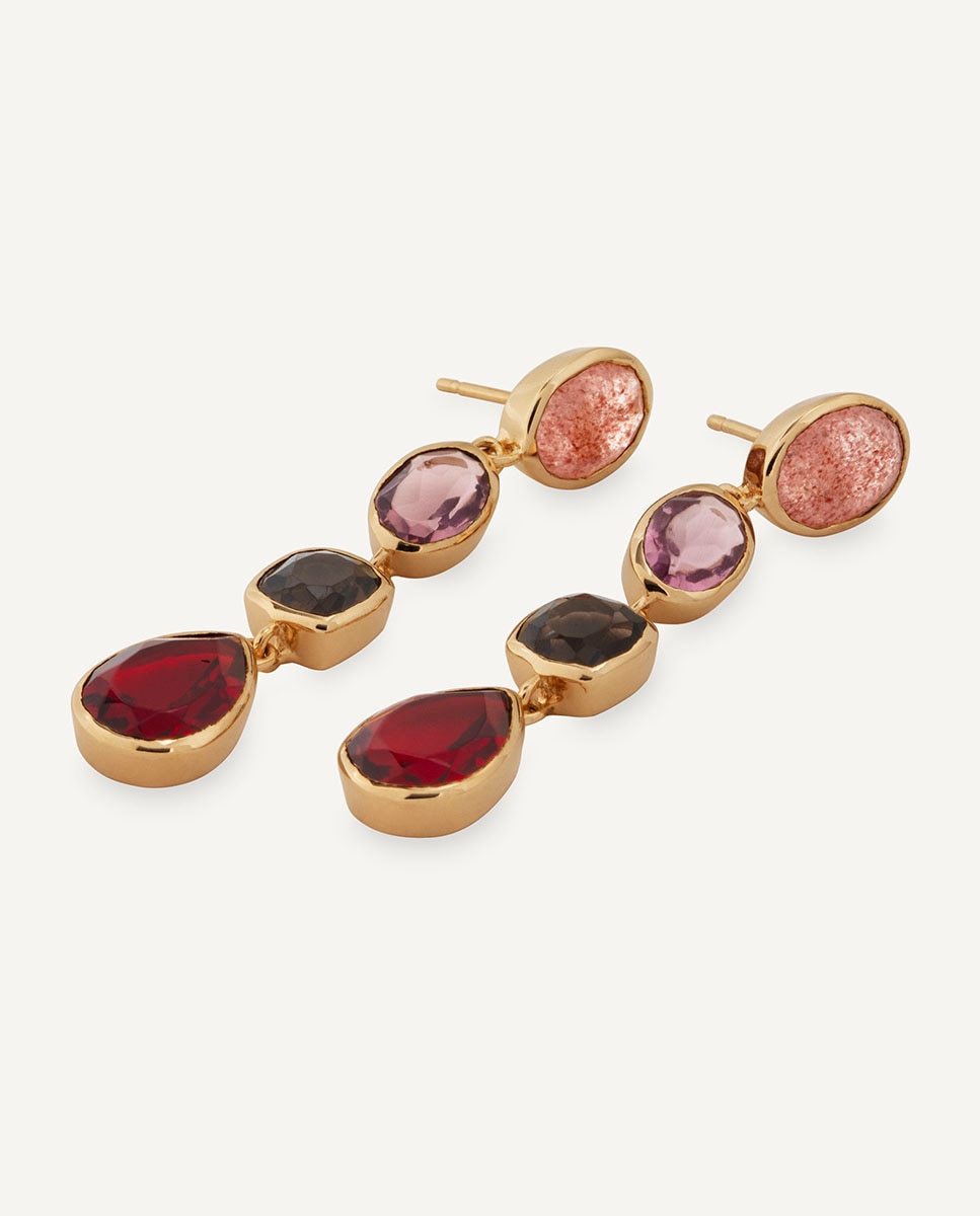 Pendientes largos rougea bañados en oro de 18 kt con piedras naturales - Vidal & Vidal - Multicolor Multicolor-4