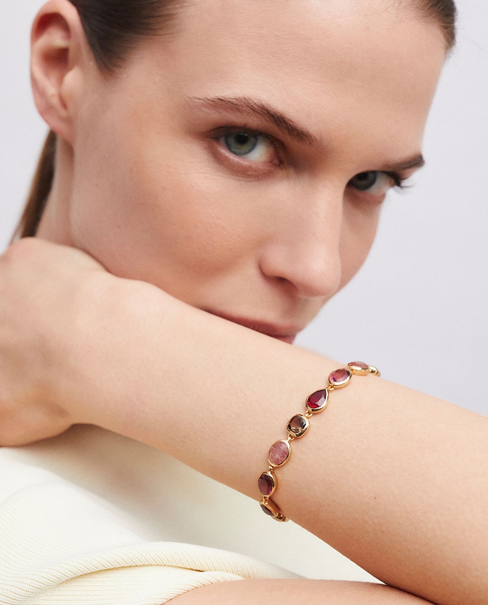 Pulsera rougea bañada en oro de 18 kt con piedras naturales - Vidal & Vidal - Multicolor Multicolor-2
