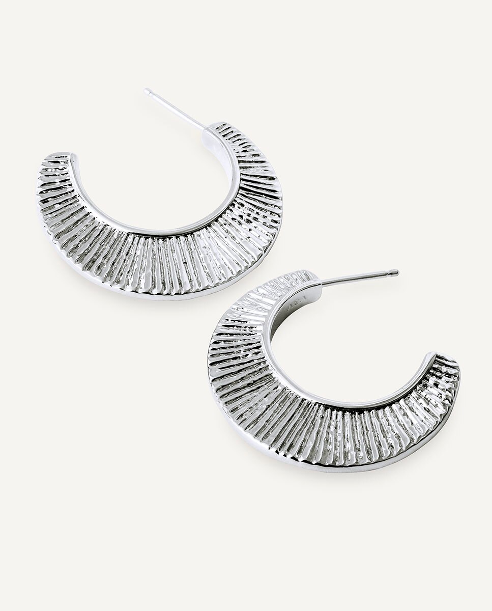 Pendientes aros semiluna horizonte bañados en plata de ley 925 - Vidal & Vidal - Plata Plata-4
