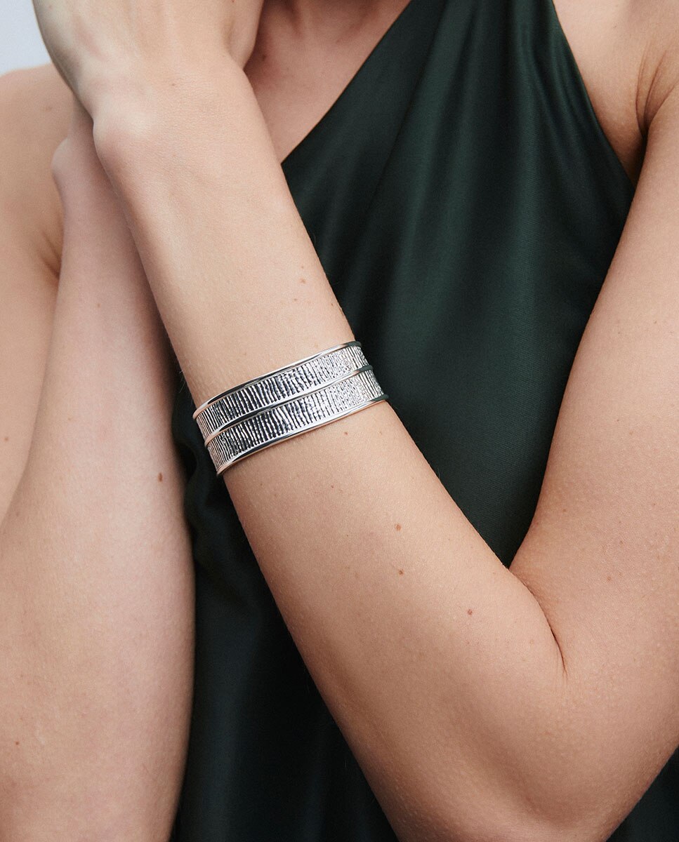 Brazalete rígido horizonte bañado en de ley 925 - Vidal & Vidal - Plata Plata-2