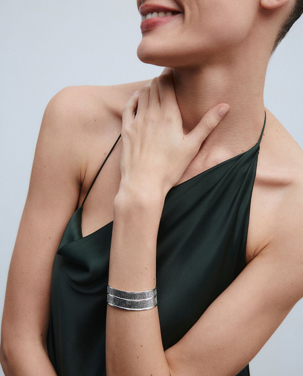 Brazalete rígido horizonte bañado en de ley 925 - Vidal & Vidal - Plata Plata-3