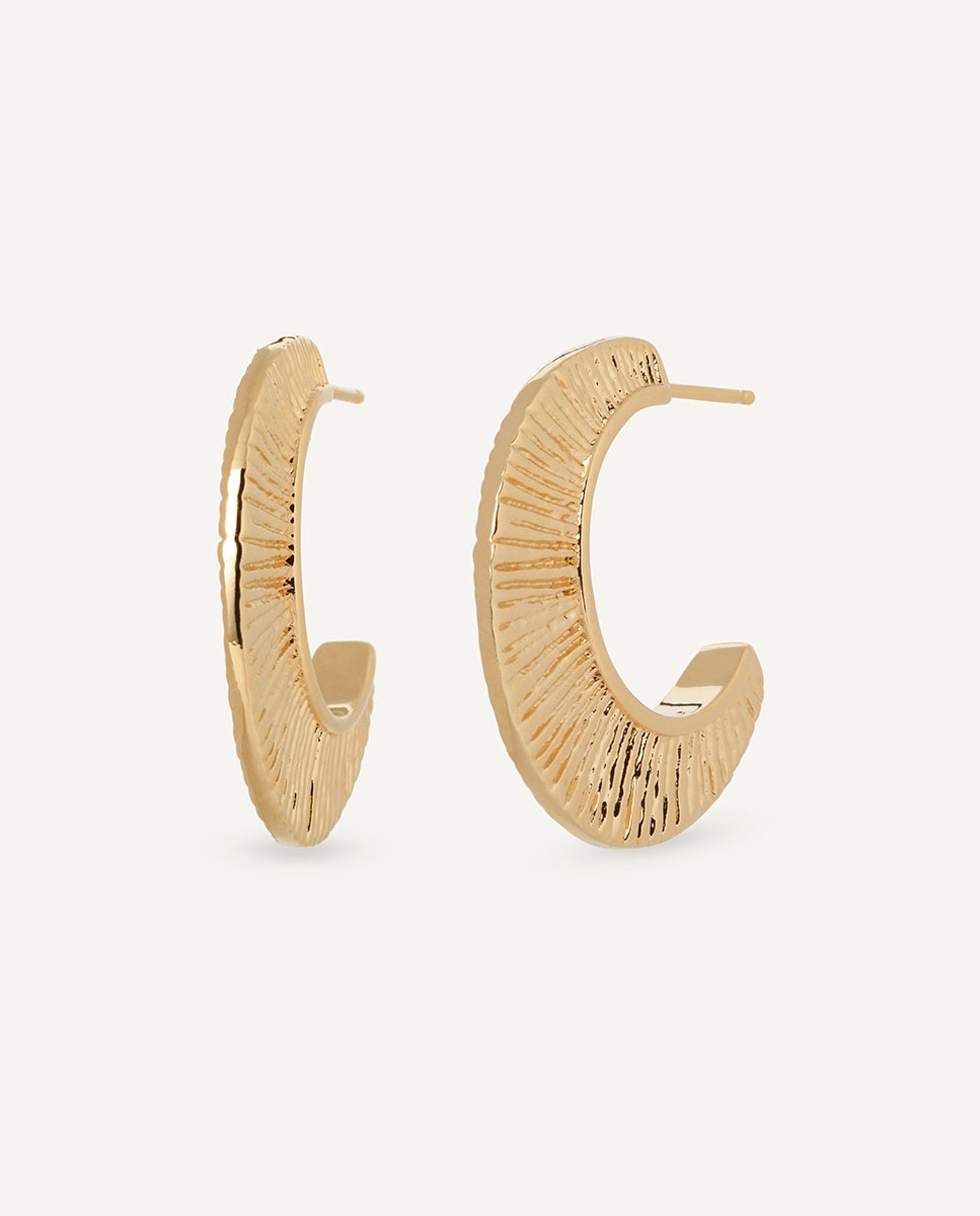 Pendientes aros semiluna horizonte bañados en de 18 kt - Vidal & Vidal - Oro Oro-1