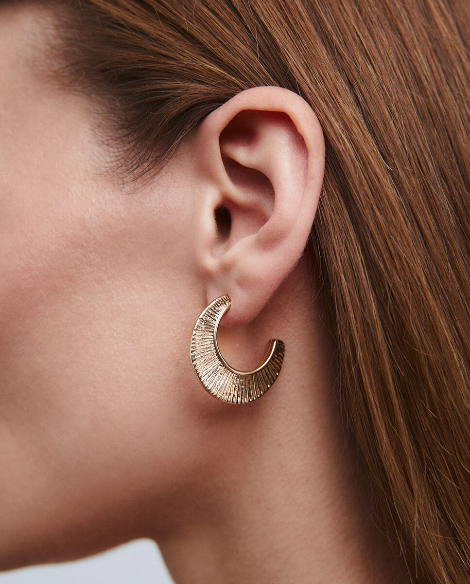 Pendientes aros semiluna horizonte bañados en de 18 kt - Vidal & Vidal - Oro Oro-2