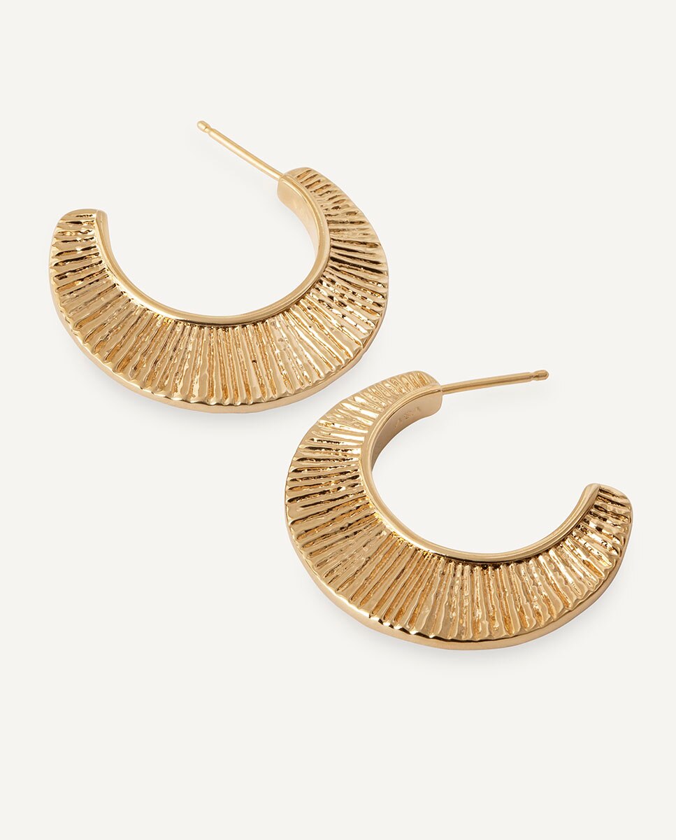 Pendientes aros semiluna horizonte bañados en de 18 kt - Vidal & Vidal - Oro Oro-4