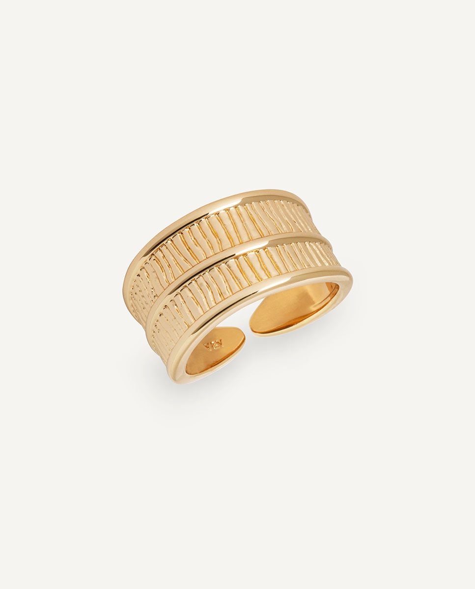 Imagen 0 de Anillo entrelazado dual horizonte bañado en oro de 18 kt