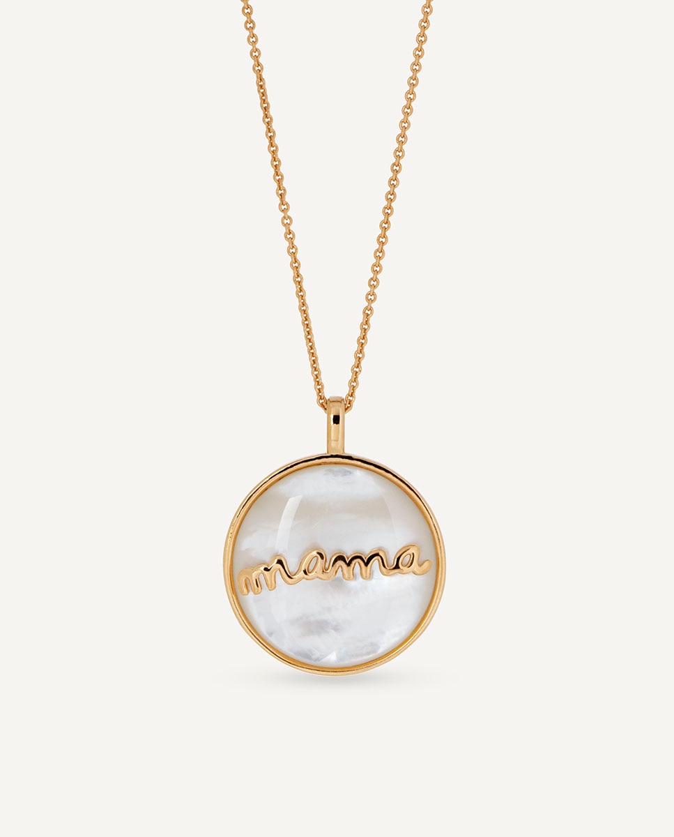 Imagen 0 de Colgante clásico mama de plata de ley 925 con baño en oro de 18 kt con madreperla blanca Dorado