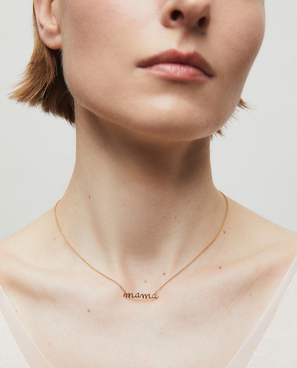 Collar cadena fina mama de plata de ley 925 con baño en oro de 18 kt Dorado Vidal & Vidal Dorado-2