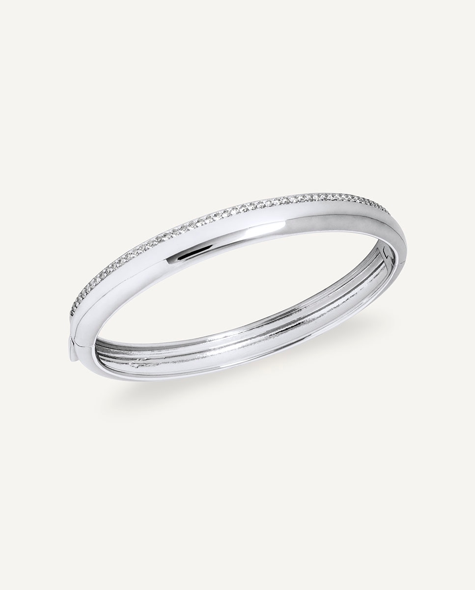Brazalete rígido coctel bañado en plata de ley 925 con circonitas - Vidal & Vidal - Plateado Plateado-1