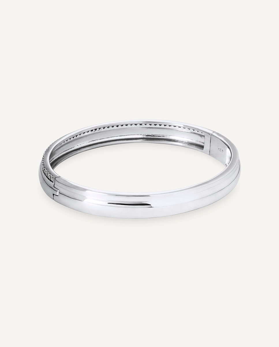 Brazalete rígido coctel bañado en plata de ley 925 con circonitas - Vidal & Vidal - Plateado Plateado-4