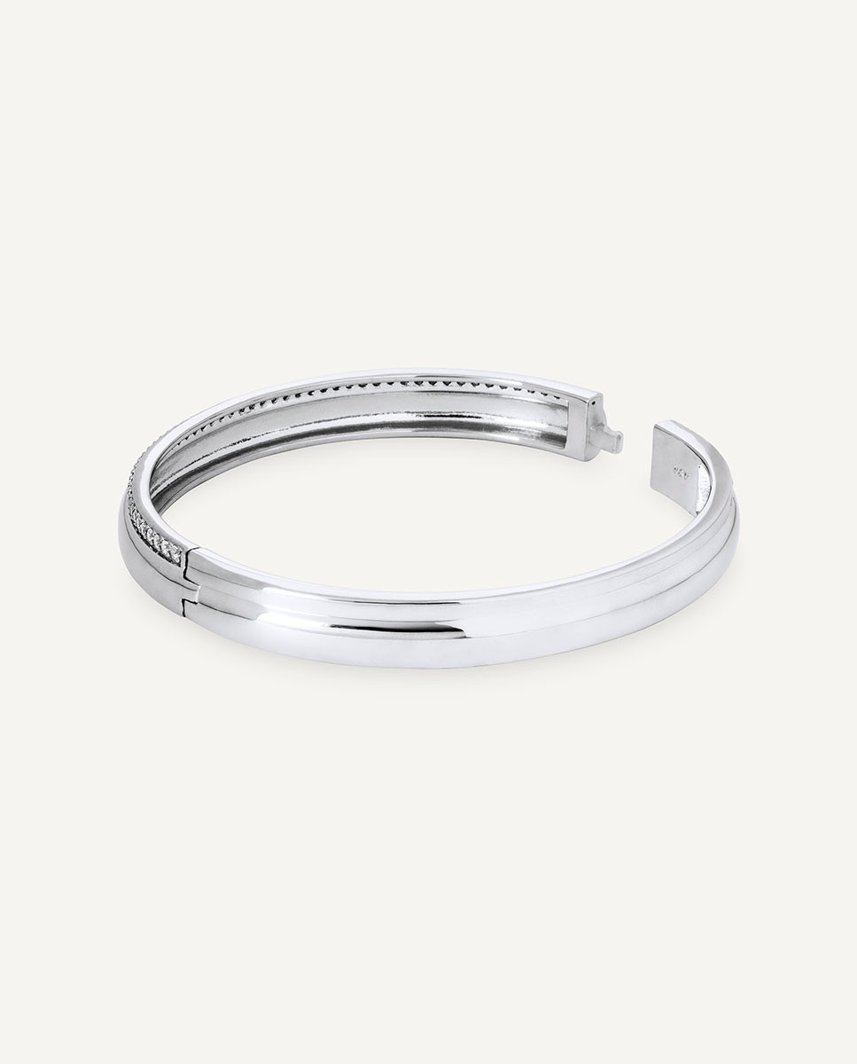 Brazalete rígido coctel bañado en plata de ley 925 con circonitas - Vidal & Vidal - Plateado Plateado-5