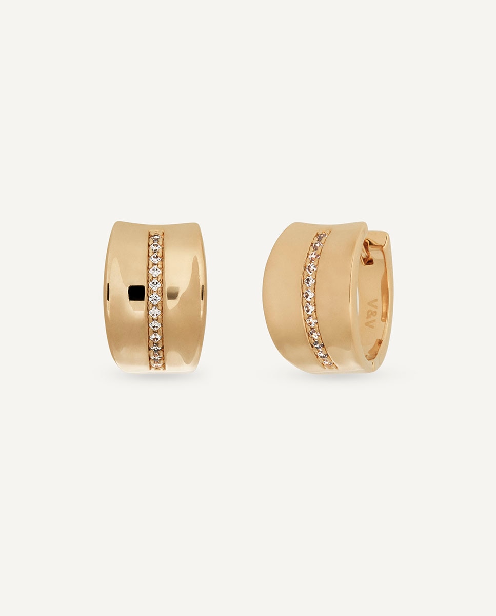 Pendientes de aro coctel bañados en oro de 18 kt con circonitas - Vidal & Vidal - Dorado Dorado-1